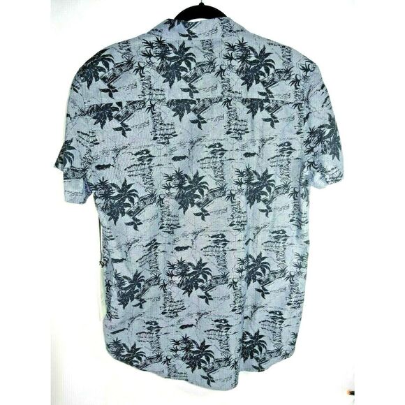 Z.A.K. Los Angeles Men's Blue Button Shirt Size XL Tropical Palm Trees Nautical - Picture 3 of 4